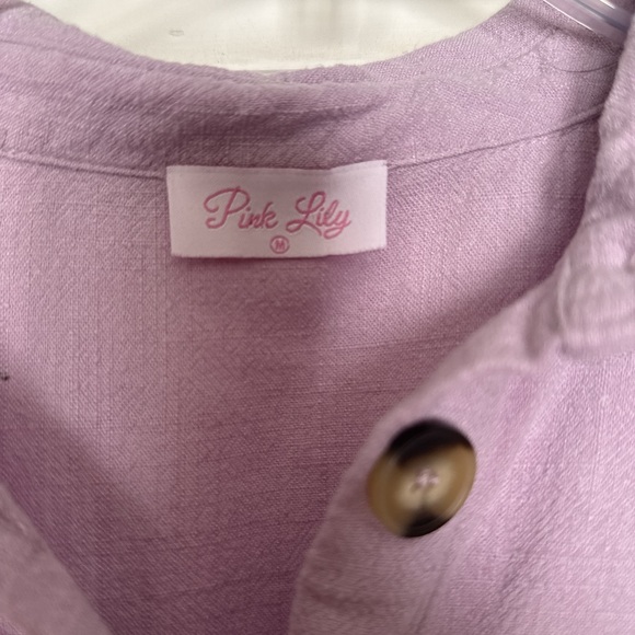 Light Purple Button Front Drawstring Romper - Picture 3 of 4